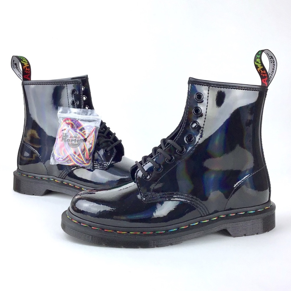 Dr. Martens 1460 Rainbow Holographic Patent Boots - Picture 3 of 9